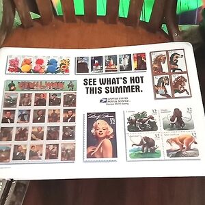 USPS 1995 Vintage poster of new  32 cents: See What's Hot This Summer Placemat .